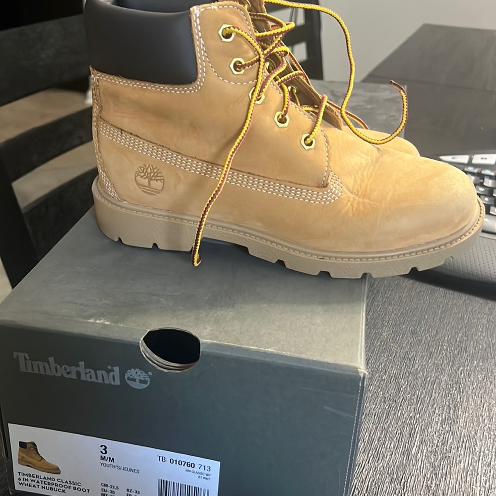 Kids size 3 Wheat Timberland Boots - Used